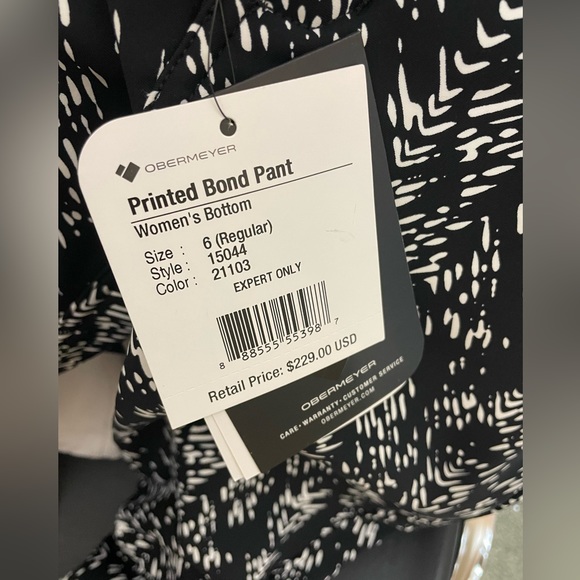 Obermeyer Printed Black/White Bond Ski Pant- Women's. Like new - Picture 7 of 8